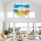 Blown Glass Chandelier Multi Layers Semi-Circular Shape D52"XH32" - BeyPan