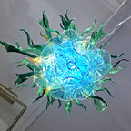 Blown Glass Chandelier Three Layers Blue Green And Gold - BeyPan