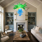 Blown Glass Chandelier Three Layers Blue Green And Gold - BeyPan