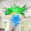 Blown Glass Chandelier Three Layers Blue Green And Gold - BeyPan