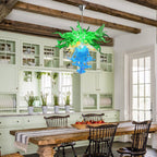 Blown Glass Chandelier Three Layers Blue Green And Gold - BeyPan