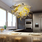 Blown Glass Chandelier - Yellow White & Gray Contemporary Art Lighting - BeyPan