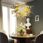 Blown Glass Chandelier - Yellow White & Gray Contemporary Art Lighting - BeyPan