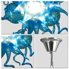 Blown Glass Chandeliers Chihuly Style Blue Color - BeyPan