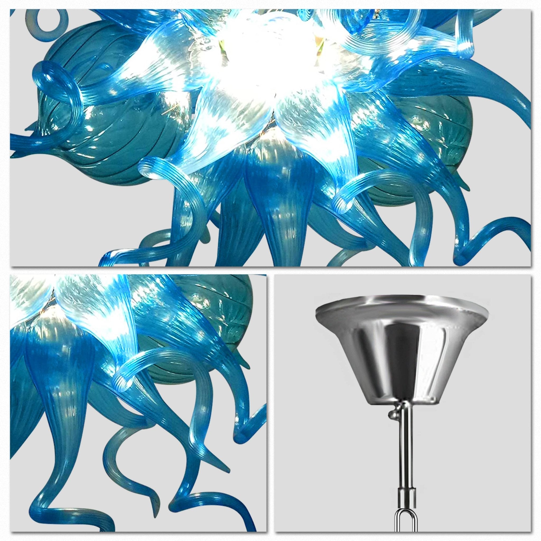 Blown Glass Chandeliers Chihuly Style Blue Color - BeyPan