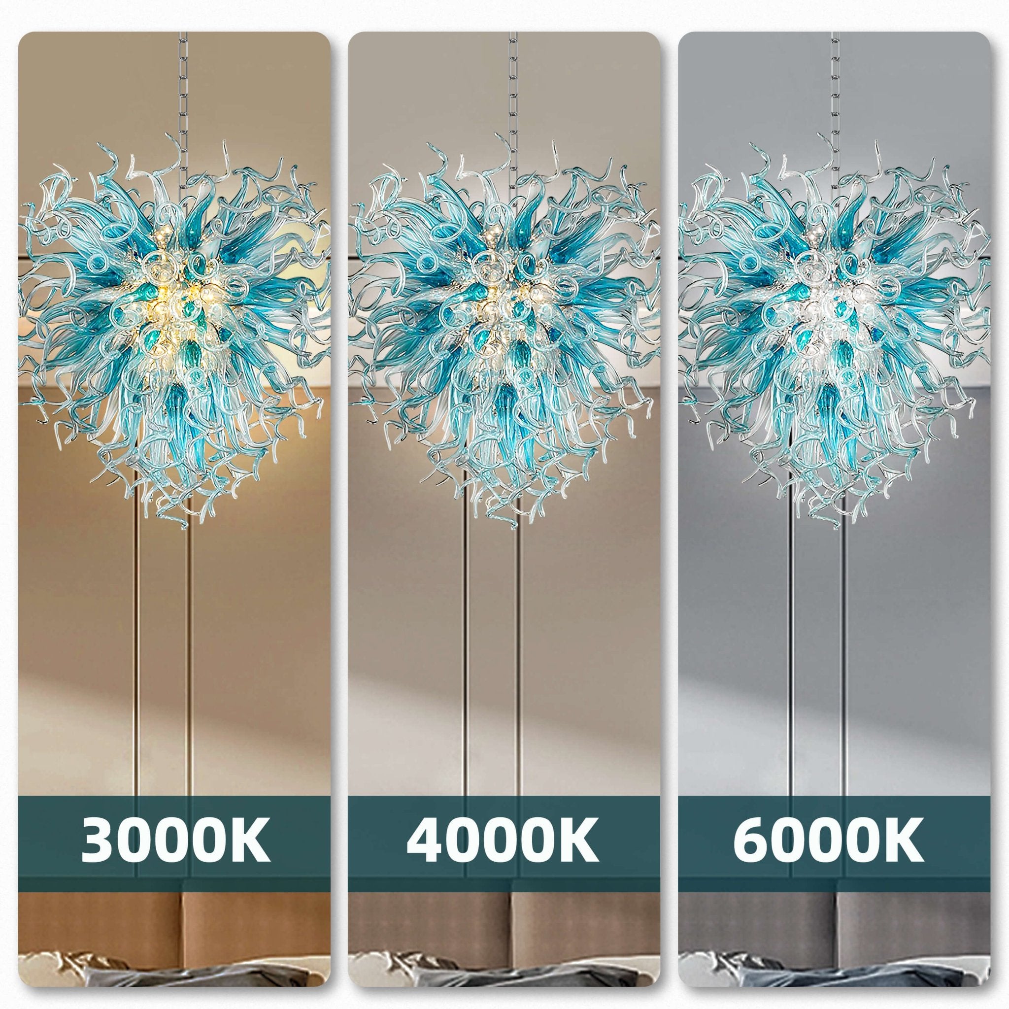 Blown Glass Chandeliers Chihuly Style Blue Color - BeyPan