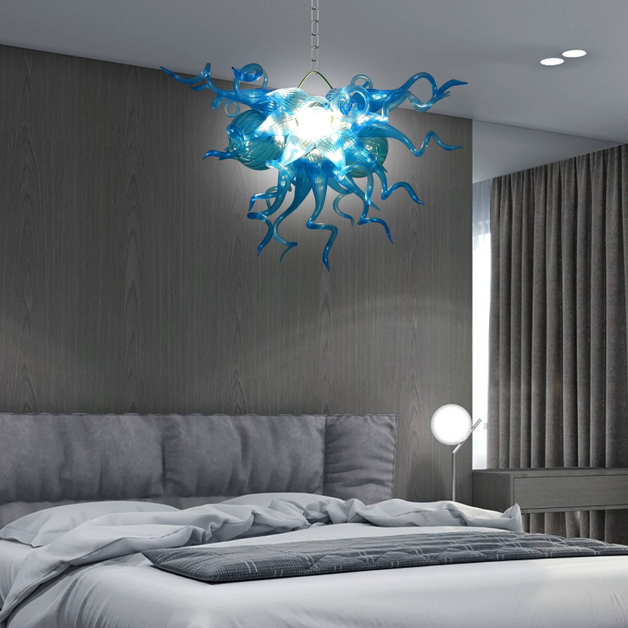 Blown Glass Chandeliers Chihuly Style Blue Color - BeyPan
