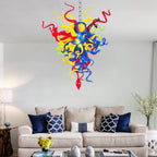 Blown Glass Chandeliers Chihuly Style Blue Red And Yellow - BeyPan