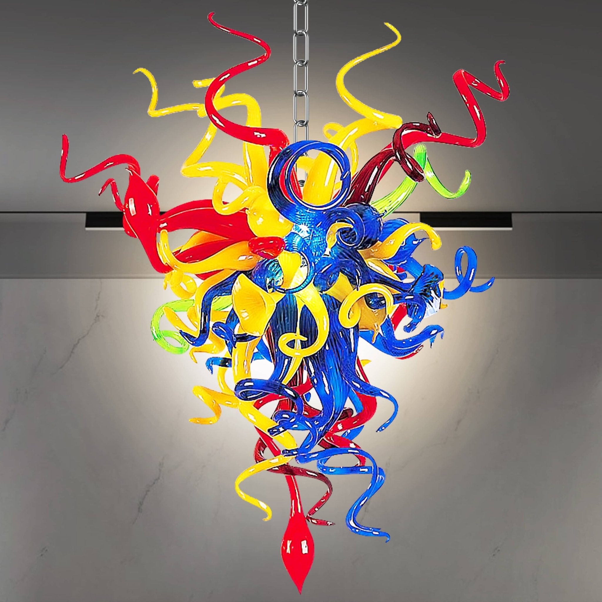 Blown Glass Chandeliers Chihuly Style Blue Red And Yellow - BeyPan Hauptbild