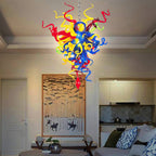 Blown Glass Chandeliers Chihuly Style Blue Red And Yellow - BeyPan