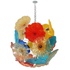 Blown Glass Plates Chandelier Colorful Blooms - BeyPan