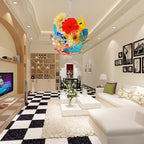 Blown Glass Plates Chandelier Colorful Blooms - BeyPan