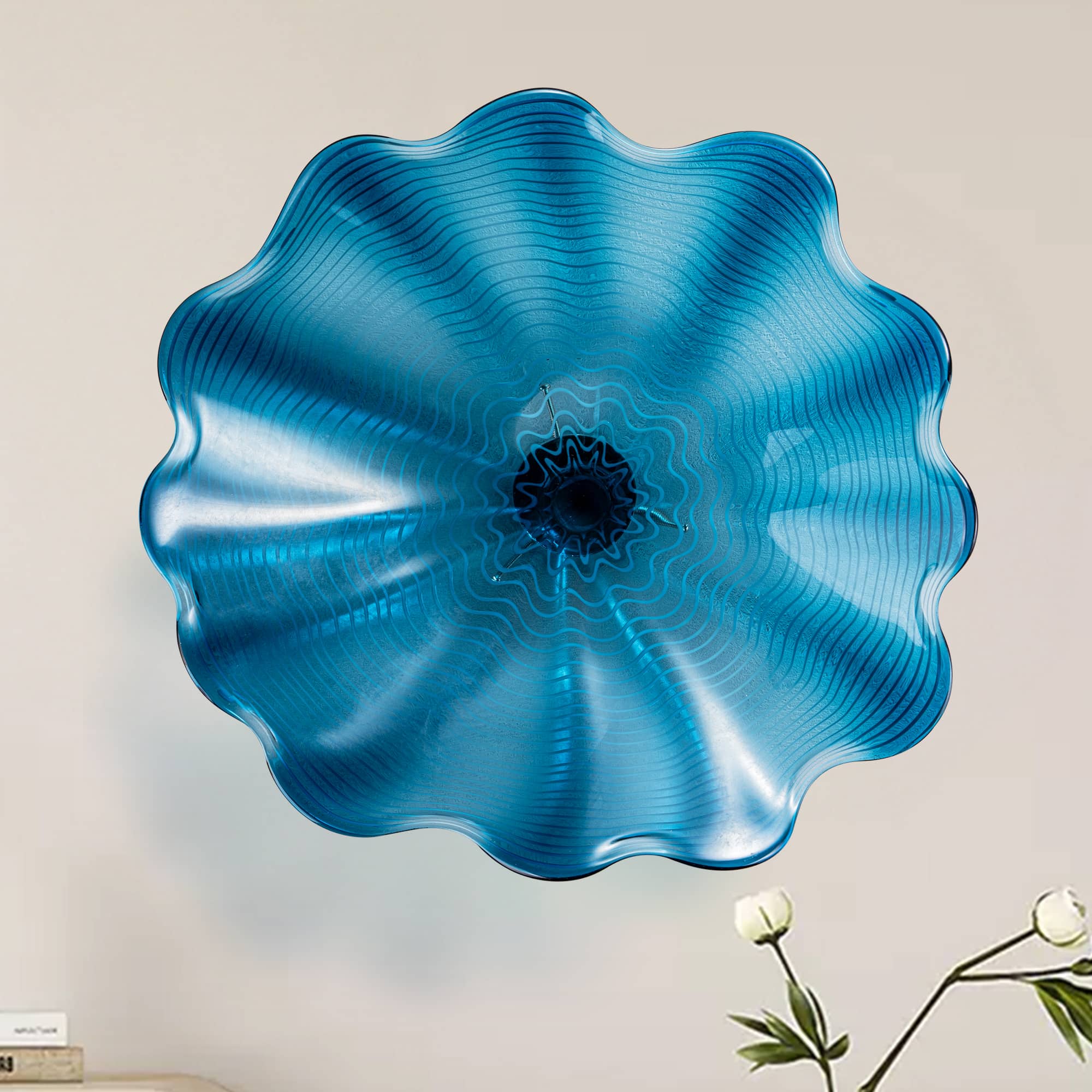 Blown Murano Glass Wall Plates Azure Blue D12inches Zweitbild