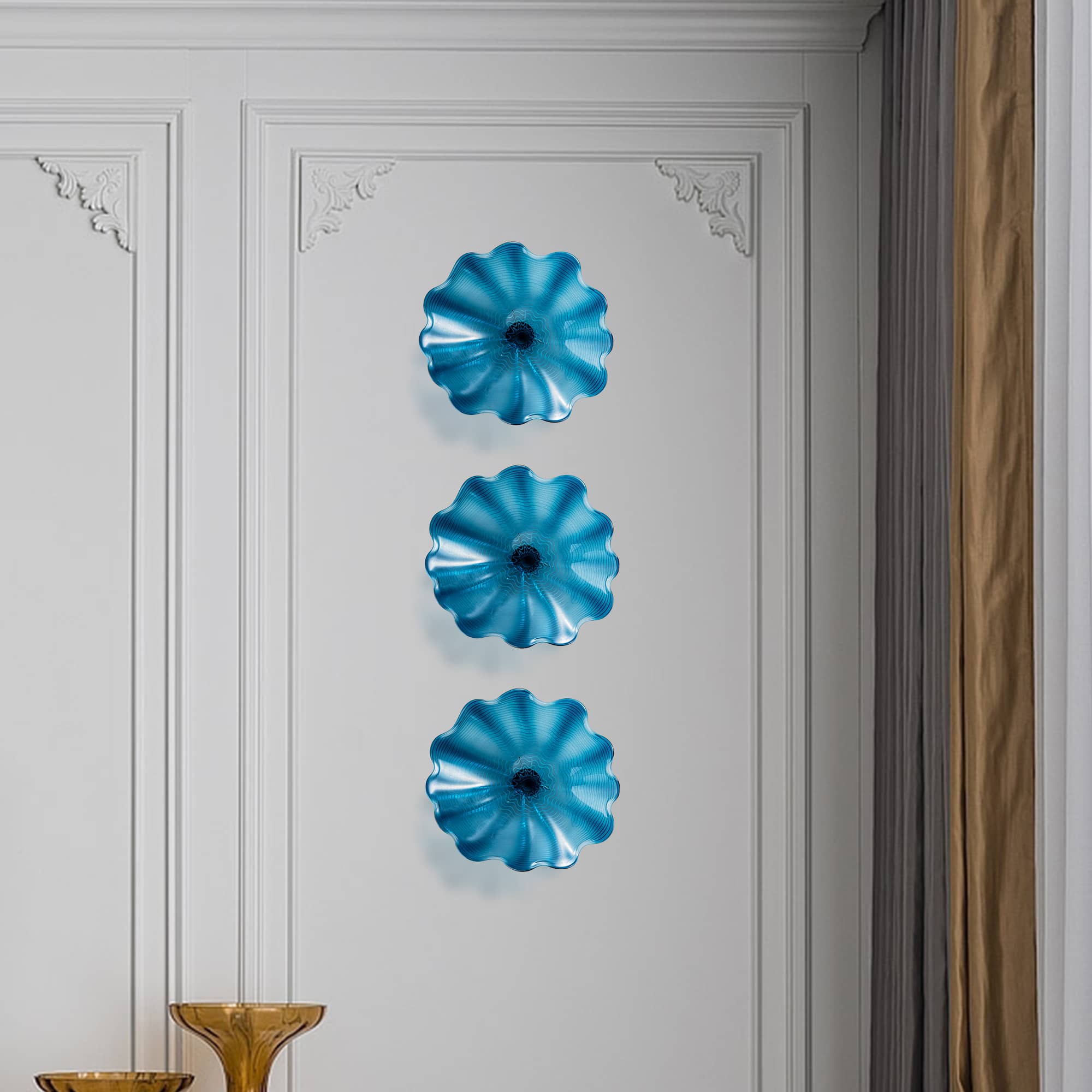 Blown Murano Glass Wall Plates Azure Blue D12inches - BeyPan