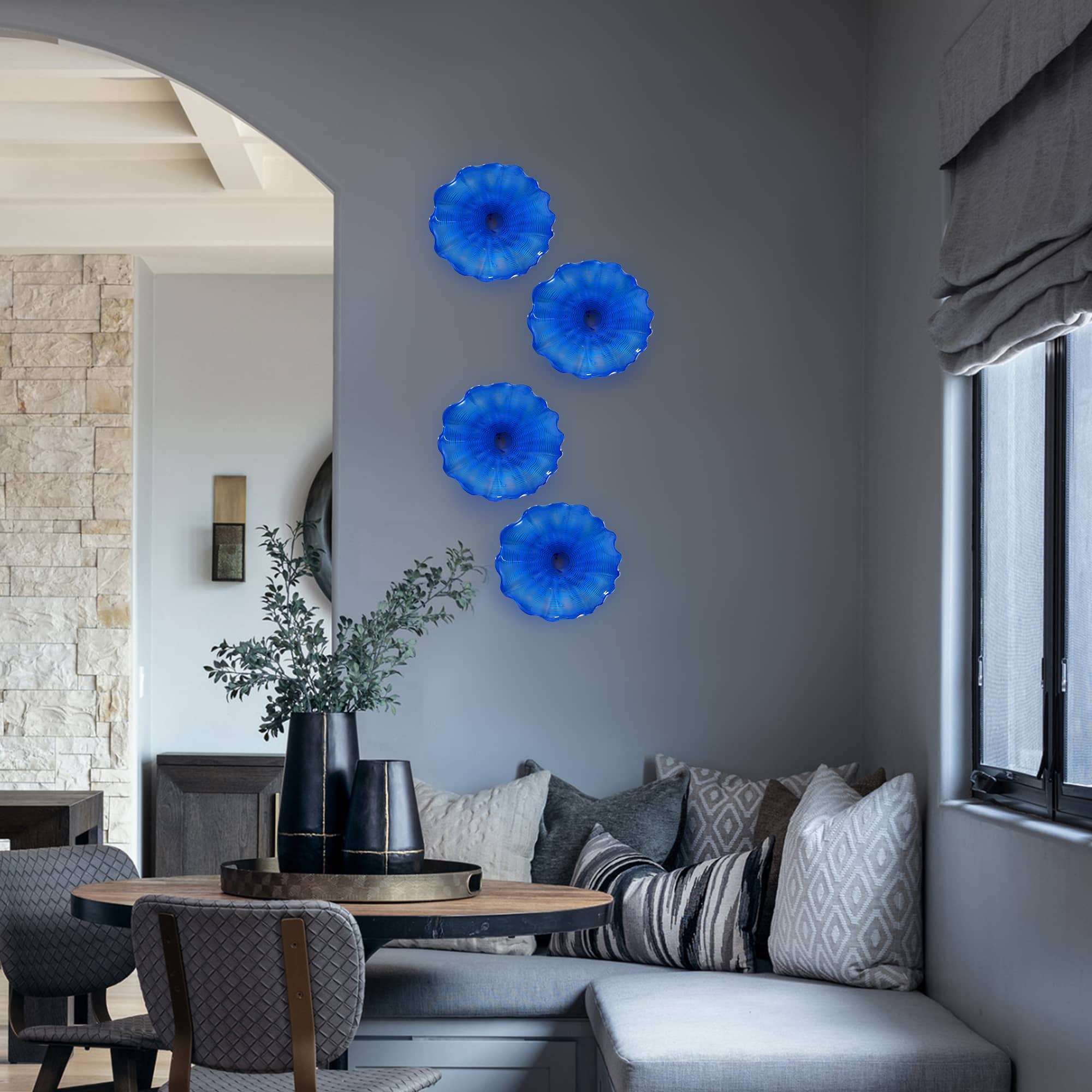 Blown Murano Glass Wall Plates Cobalt Blue D12inches - BeyPan
