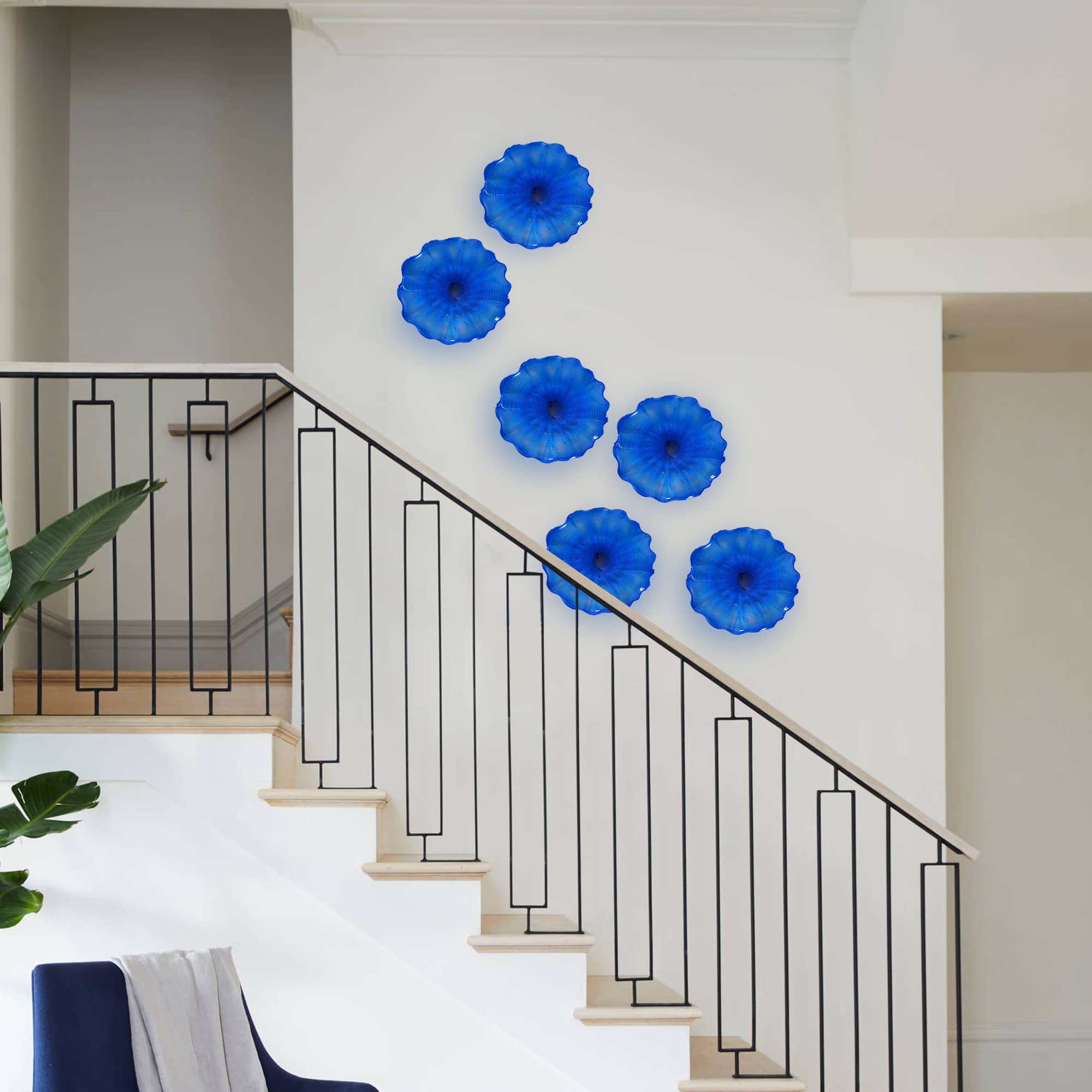 Blown Murano Glass Wall Plates Cobalt Blue D12inches - BeyPan