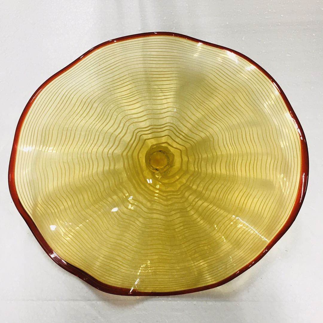 Blown Murano Glass Wall Plates Golden Color D12inches - BeyPan