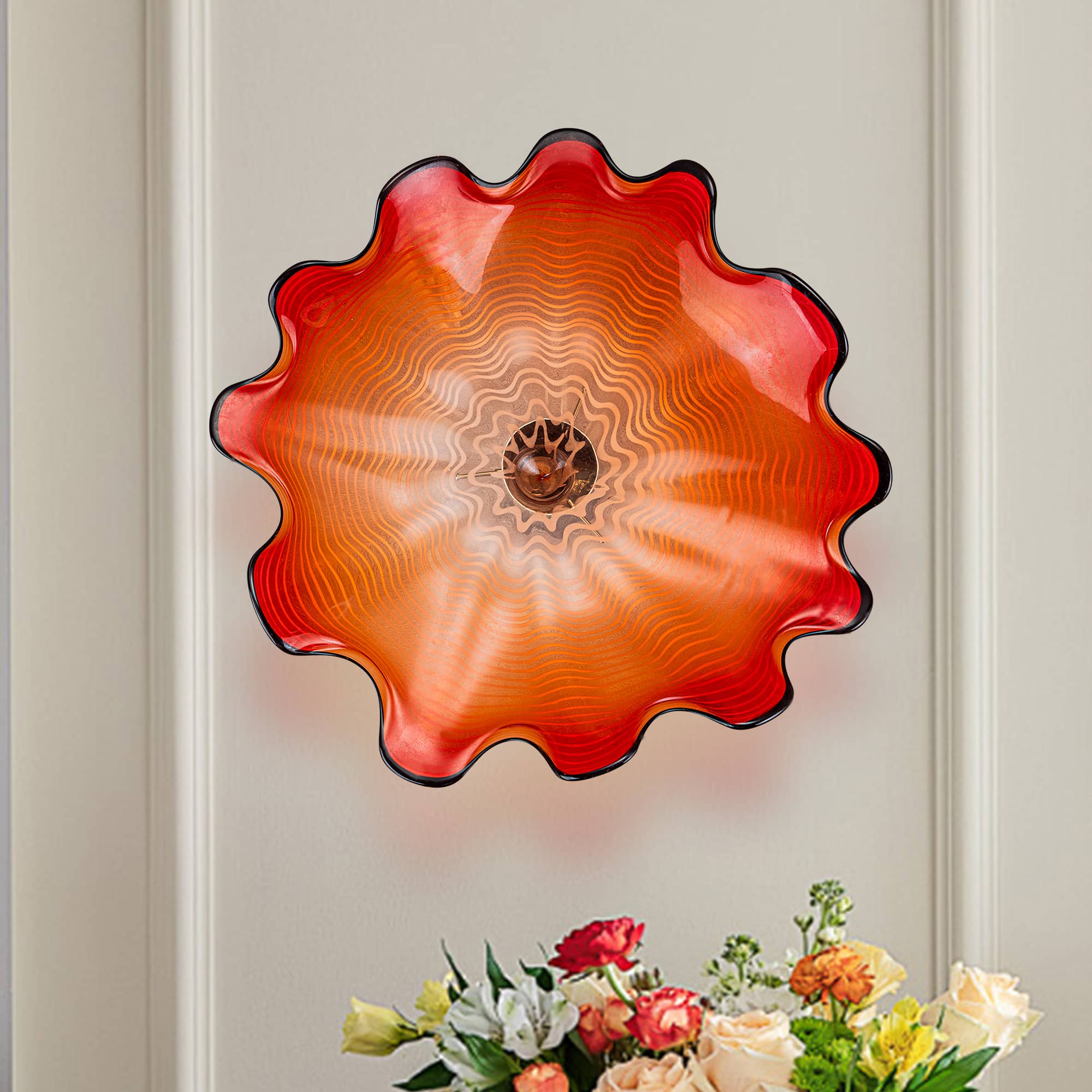 Blown Murano Glass Wall Plates Red D12inches - BeyPan