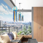 Blue & Orange Murano Glass Jellyfish Pendant - Artistic Wind Chime & Suncatcher - BeyPan