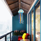 Blue & Orange Murano Glass Jellyfish Pendant - Artistic Wind Chime & Suncatcher - BeyPan