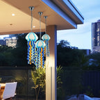 Blue & Orange Murano Glass Jellyfish Pendant - Artistic Wind Chime & Suncatcher - BeyPan