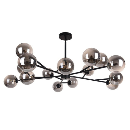 Modern Sputnik Chandelier Branching Glass Bubbles Lampshape Smoky Color