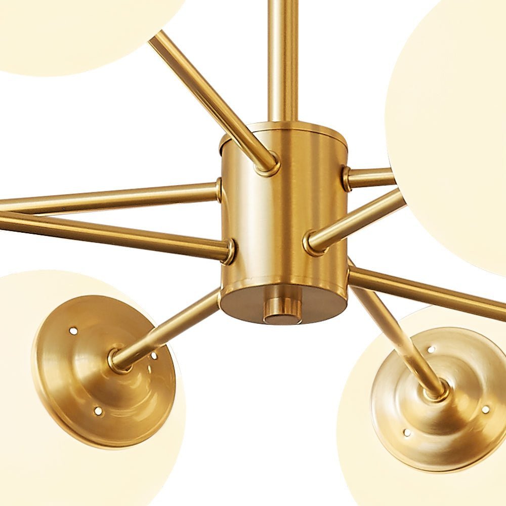 Brass Opal Glass Globe Tier Sputnik Chandelier - BeyPan