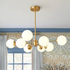 Brass Opal Glass Globe Tier Sputnik Chandelier - BeyPan