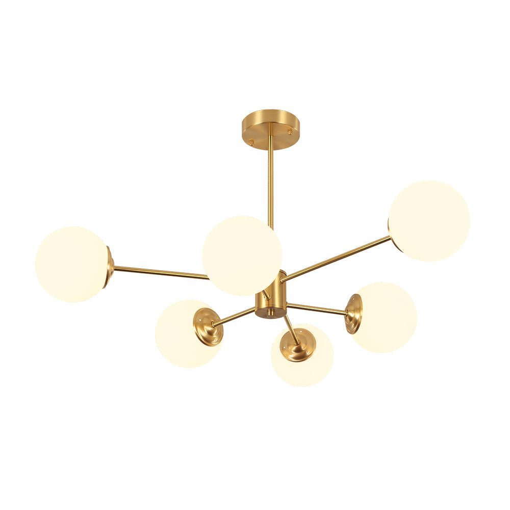 Brass Opal Glass Globe Tier Sputnik Chandelier - BeyPan