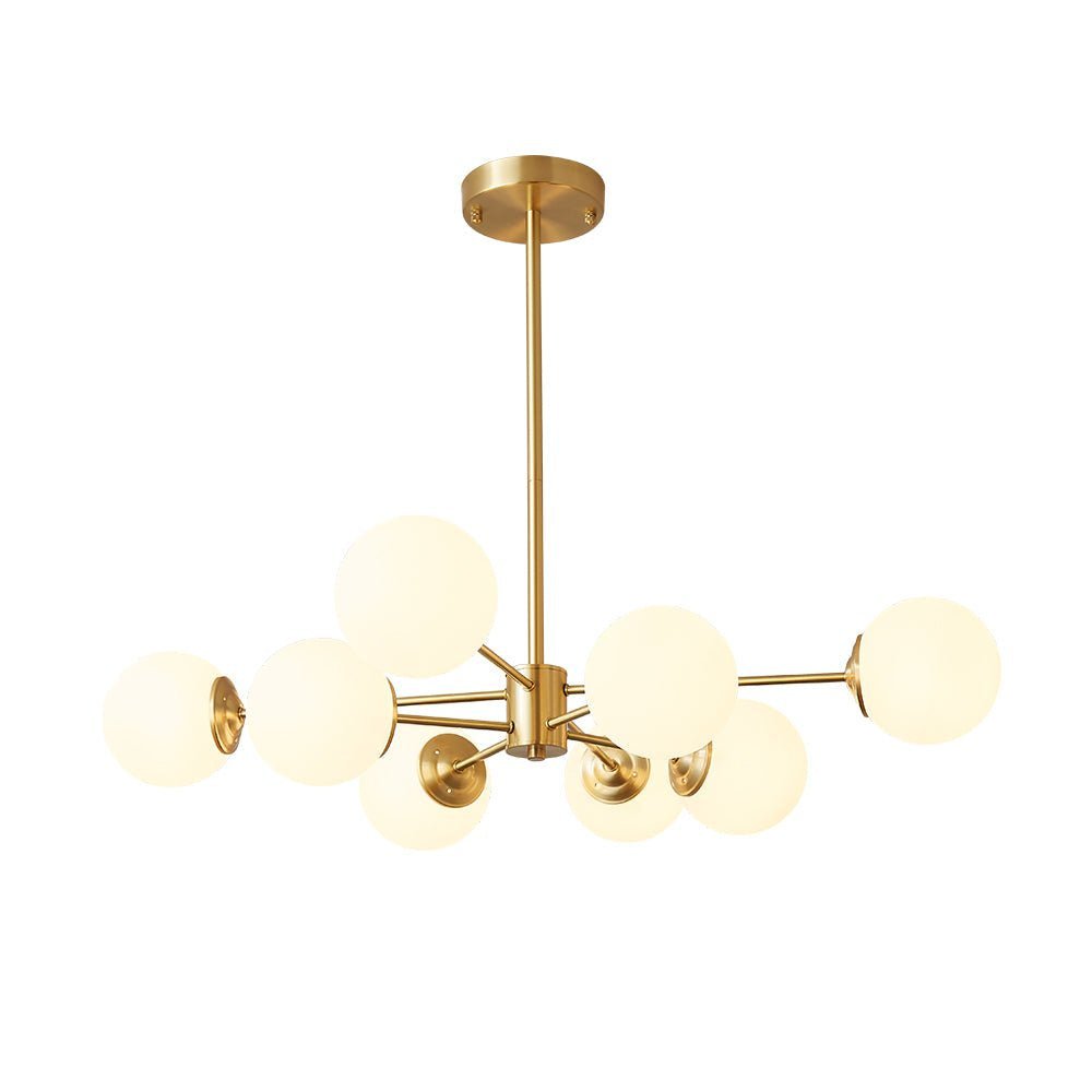 Brass Opal Glass Globe Tier Sputnik Chandelier - BeyPan