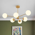 Brass Opal Glass Globe Tier Sputnik Chandelier - BeyPan