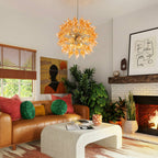 Breathtaking Elegance: Hand-Blown Orange Dandelion Sputnik Chandelier - BeyPan
