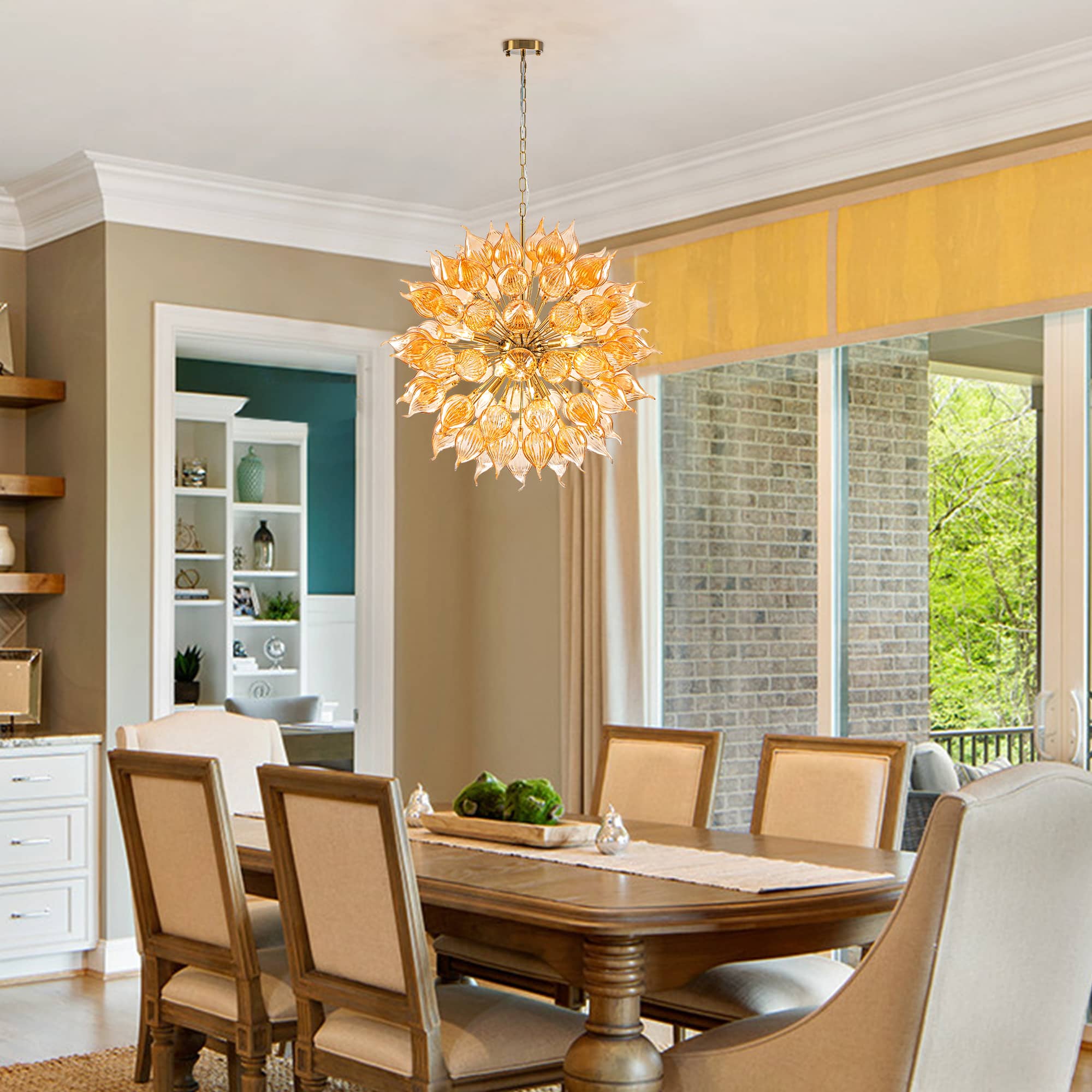 Breathtaking Elegance: Hand-Blown Orange Dandelion Sputnik Chandelier Zweitbild