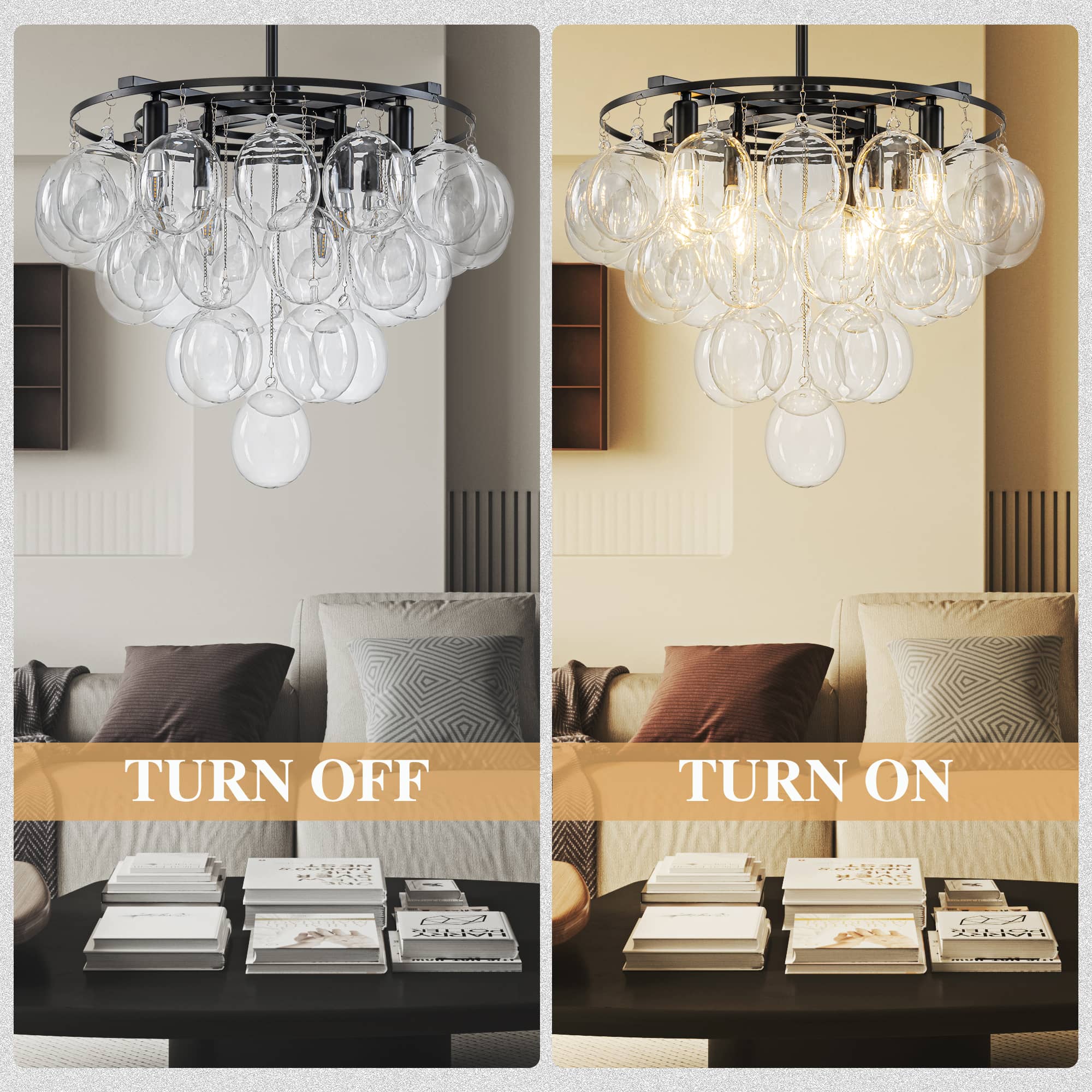 Bubbles Chandelier 4-Tiered Smooth Clear Glass Balloons - BeyPan