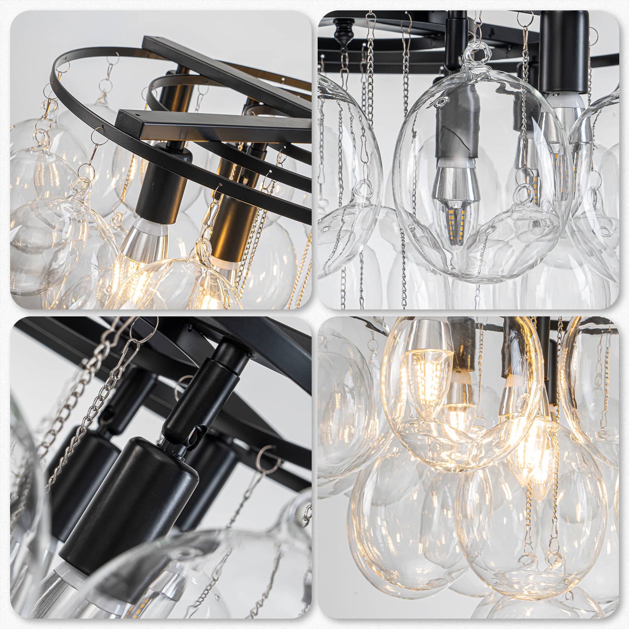 Bubbles Chandelier 4-Tiered Smooth Clear Glass Balloons - BeyPan