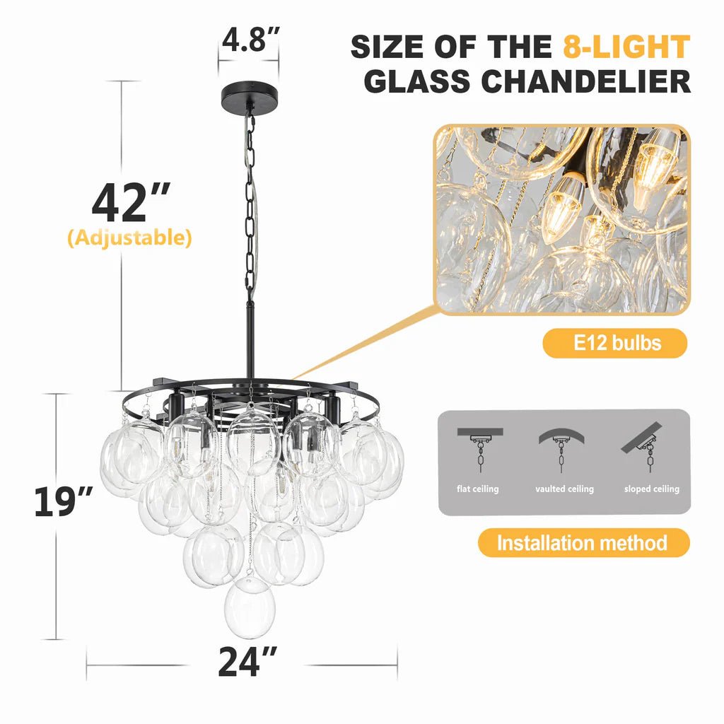 Bubbles Chandelier 4-Tiered Smooth Clear Glass Balloons Zweitbild