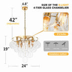 Bubbles Chandelier 4-Tiered Smooth Clear Glass Balloons - BeyPan