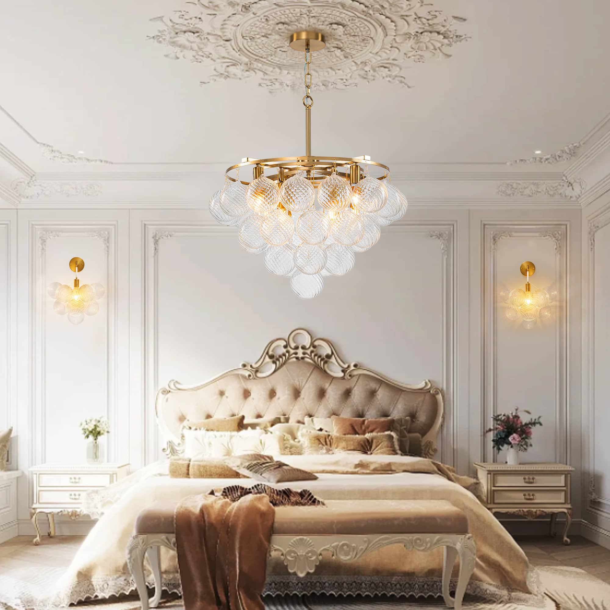 Bubbles Chandelier 4-Tiered Textured Glass Balls - BeyPan