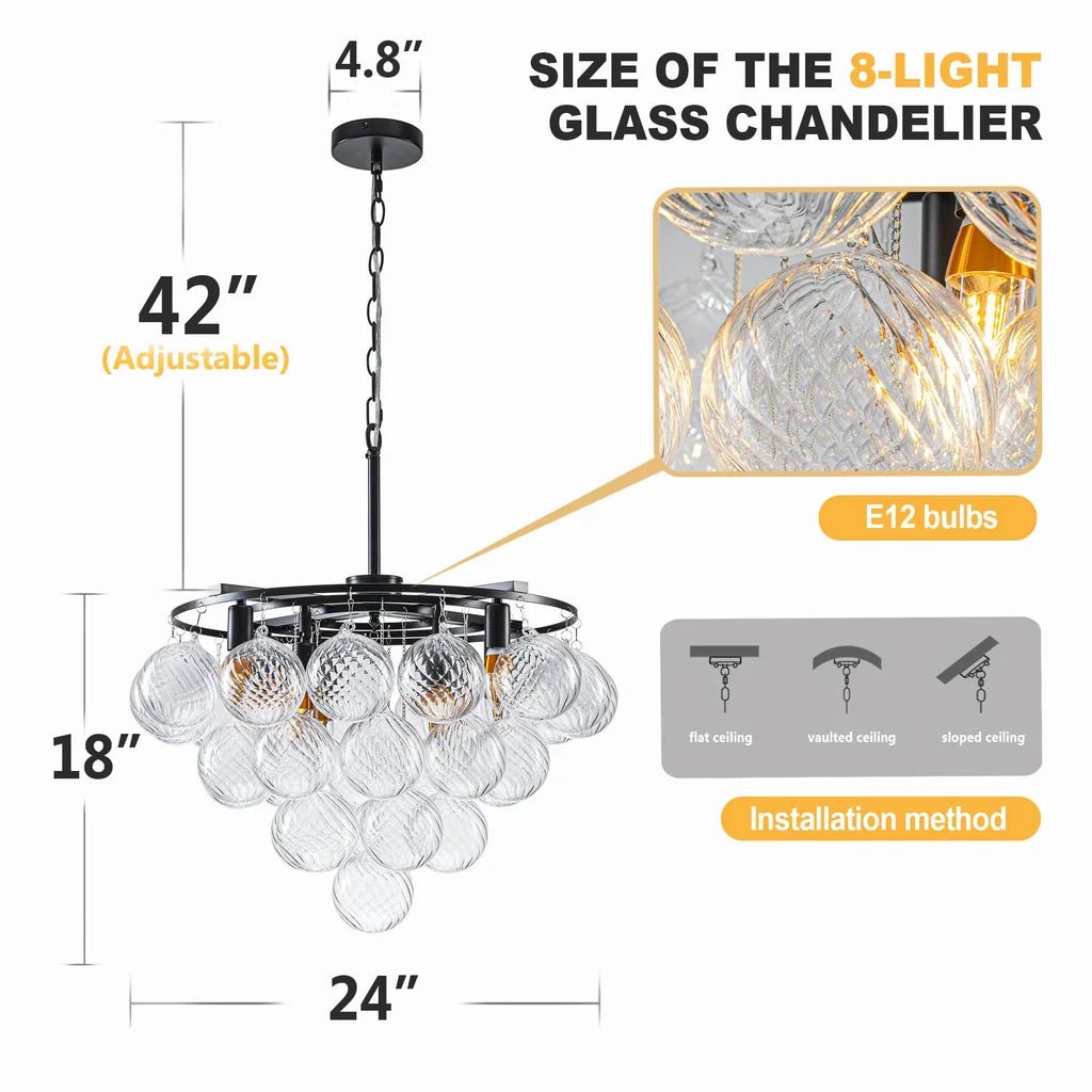 Bubbles Chandelier 4-Tiered Textured Glass Balls - BeyPan