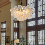 Bubbles Chandelier Clear Swirled Texture Ball Black Frame - BeyPan