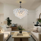 Bubbles Chandelier Clear Swirled Texture Ball Black Frame - BeyPan