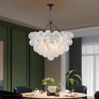 Bubbles Chandelier Clear Swirled Texture Ball Black Frame - BeyPan