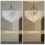 Bubbles Chandelier Clear Swirled Texture Ball Black Frame - BeyPan
