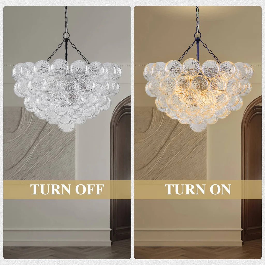 Bubbles Chandelier Clear Swirled Texture Ball Black Frame - BeyPan