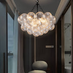 Bubbles Chandelier Clear Swirled Texture Ball Black Frame - BeyPan