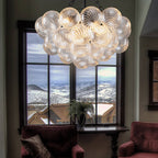 Bubbles Chandelier Clear Swirled Texture Ball Black Frame - BeyPan
