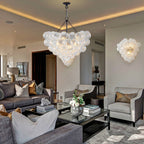 Bubbles Chandelier Clear Swirled Texture Ball Black Frame - BeyPan