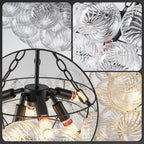Bubbles Chandelier Clear Swirled Texture Ball Black Frame - BeyPan