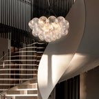 Bubbles Chandelier Clear Swirled Texture Ball Black Frame - BeyPan