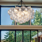 Bubbles Chandelier Clear Swirled Texture Ball Black Frame - BeyPan